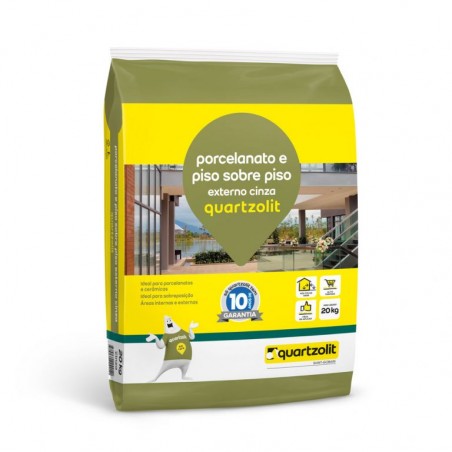 ARGAMASSA PORCELANATO E PISO S/ PISO EXTERNA CINZA 20KG QUARTZOLIT