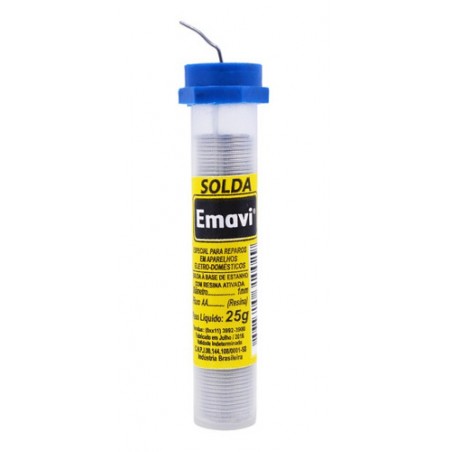 SOLDA ESTANHO TUBO 1MM 25G EMAVI