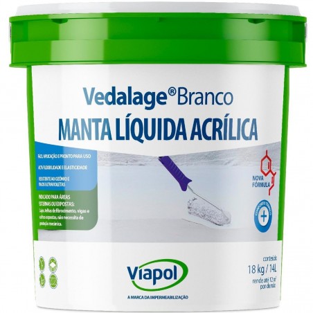 IMPERMEABILIZANTE MANTA LÍQUIDA VEDALAGE BRANCA 14L/18KG VIAPOL