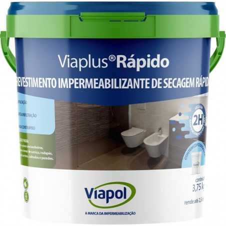 IMPERMEABILIZANTE VIAPLUS RÁPIDO CINZA 3,7KG VIAPOL