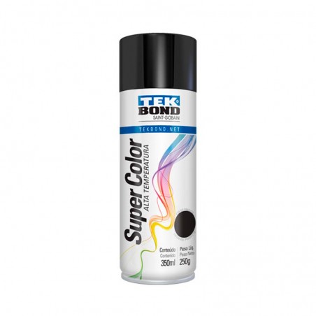 TINTA SPRAY PRETO BRILHANTE ALTA TEMPERATURA 350ml TEKBOND