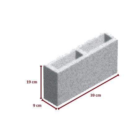 BLOCO DE CONCRETO C/ FUNDO 09X19X39