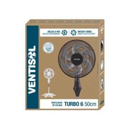 VENTILADOR DE COLUNA TURBO 50CM 127V PRETO/CINZA VENTISOL