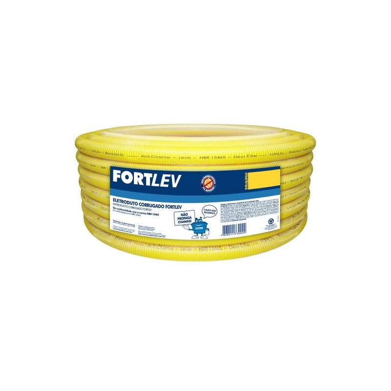 CONDUITE AMARELO ROLO 50 METROS 1/2 FORTLEV