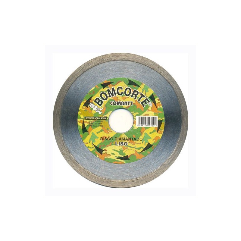 DISCO DIAMANTADO CORTE LISO ÁGUA COMBATT 41/2X20MM BOMCORTE