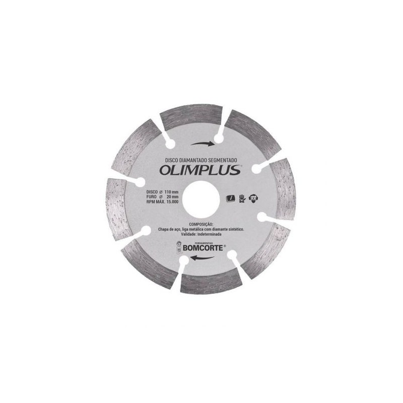 DISCO DIAMANTADO CORTE SEGMENTADO SECO OLIMPLUS 41/2X20MM BOMCORTE