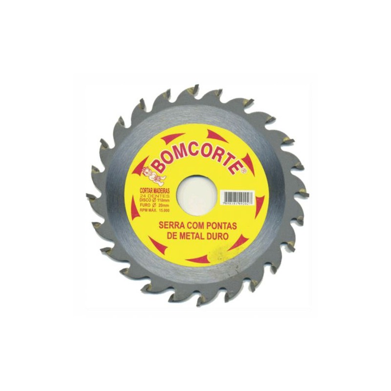 DISCO CORTE MADEIRA WIDEA COMBATT 43/8X20MM 24 DENTES BOMCORTE