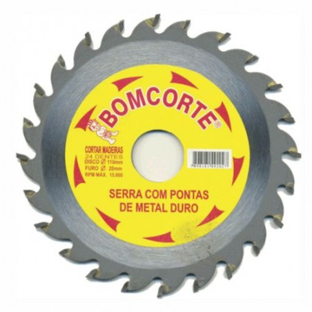 DISCO CORTE MADEIRA WIDEA COMBATT 43/8X20MM 24 DENTES BOMCORTE