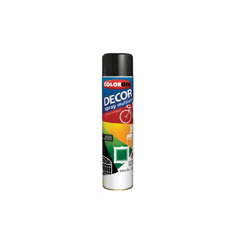 TINTA SPRAY DECOR PRETO BRILHANTE COLORGIN