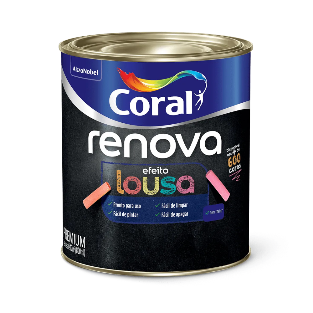 TINTA RENOVA LOUSA ACETINADO PRETO 800ML CORAL